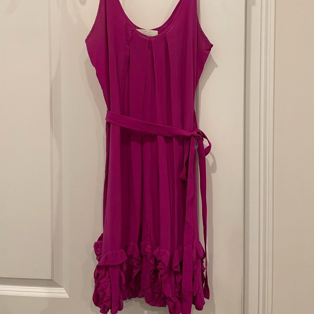 100% silk hot pink dress